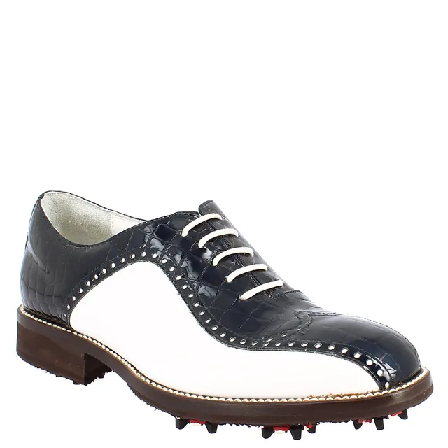 Leonardo Shoes Golf Blu Scarpe Golf Pelle Bicolore