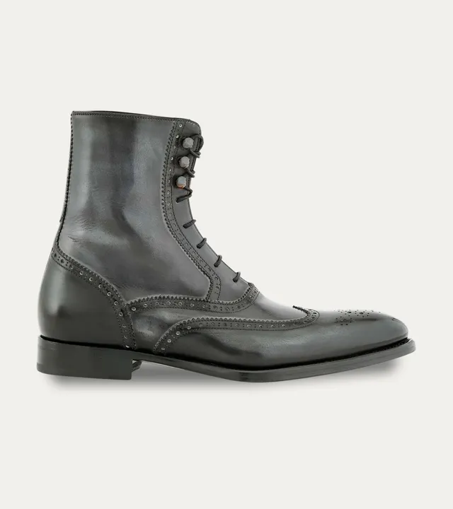 Ace Marks Fin Grey Signature Stivali Combat Grigi Pelle