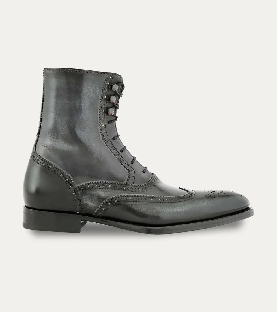 Ace Marks Fin Grey Signature Stivali Combat Grigi Pelle
