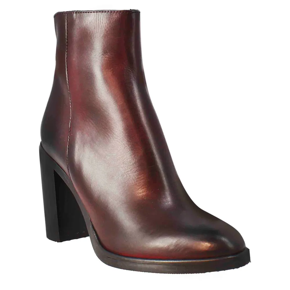 Leonardo Shoes Stivali Stivaletto pelle bordeaux tacco 9 cm