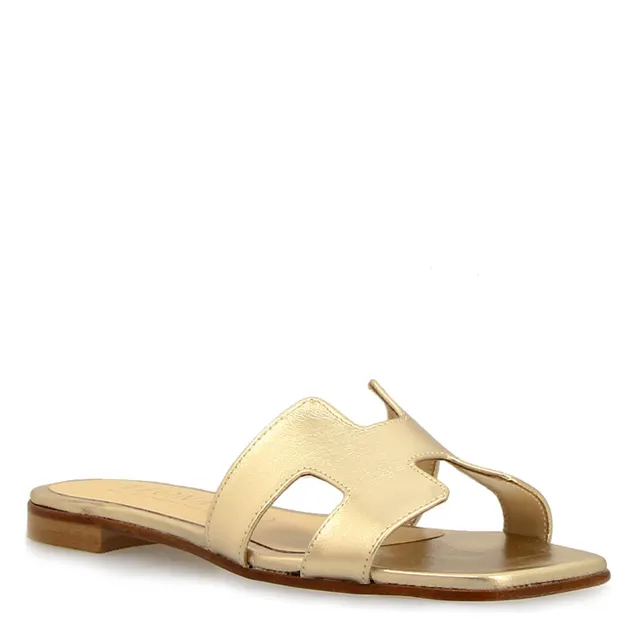 Leonardo Shoes Harmony sandali donna pelle oro tacco 1 cm