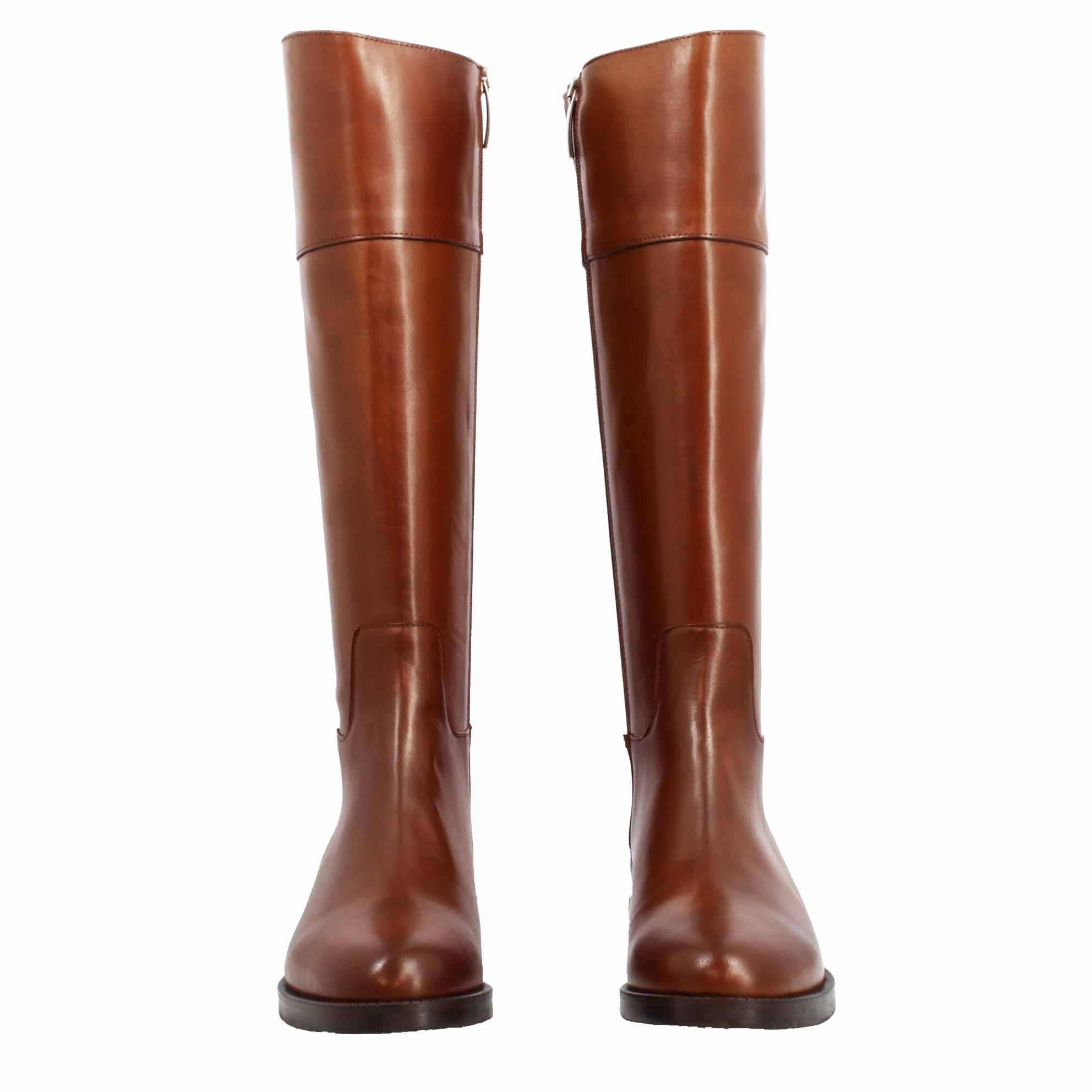 Leonardo Shoes Palatina Stivali Donna Pelle Marrone