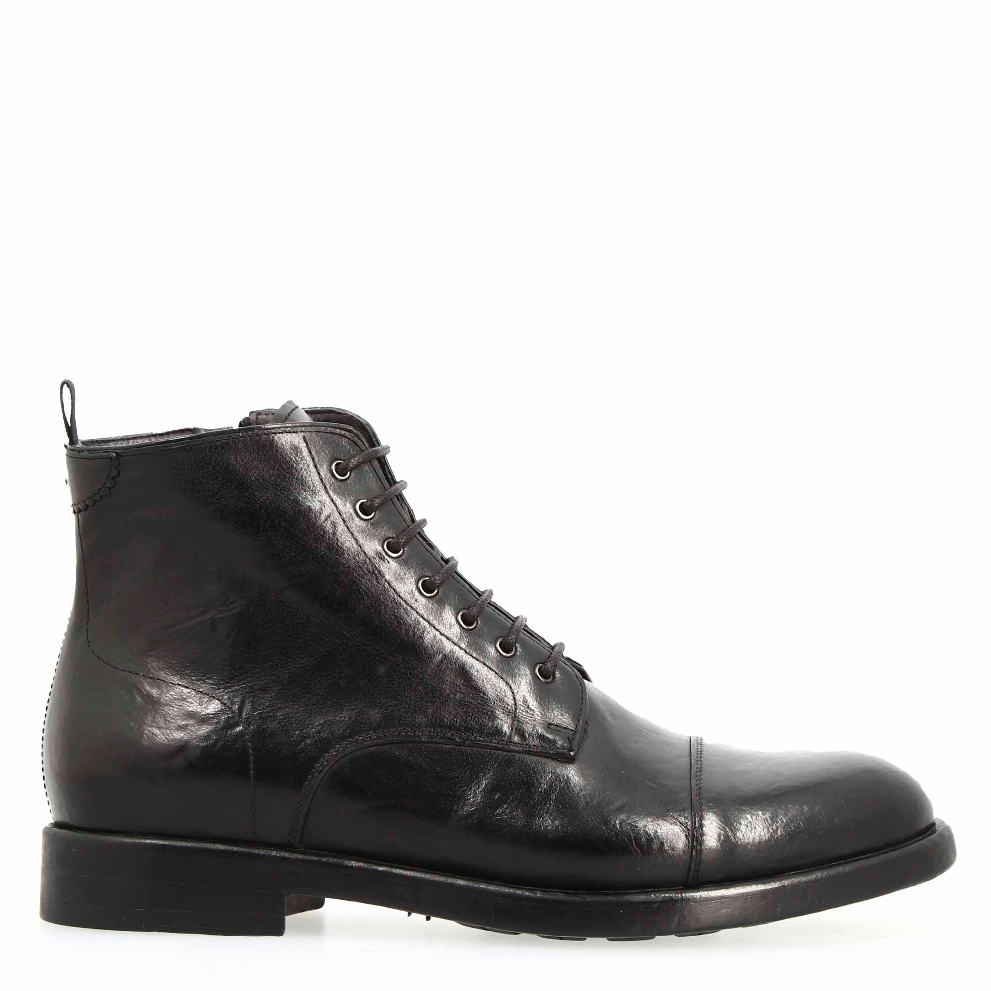 Leonardo Shoes Cesare stivaletto uomo pelle nero