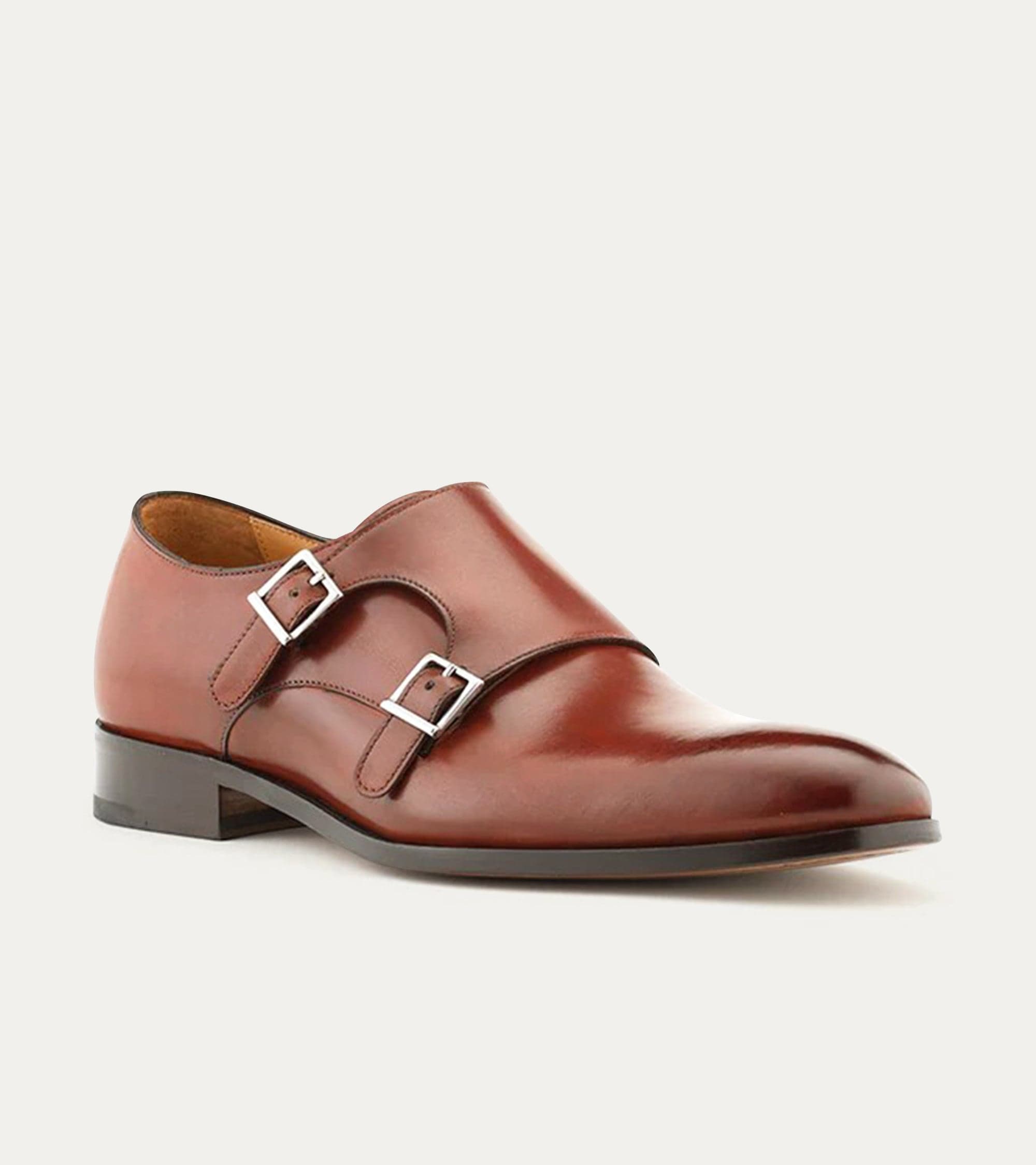 Ace Marks Kurt scarpe monk strap uomo pelle brandy