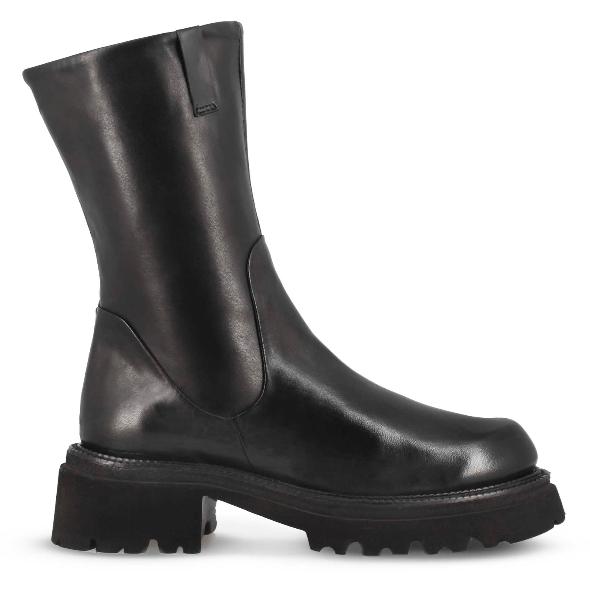 Leonardo Shoes Stivali Donna stivaletto nero vera pelle gomma