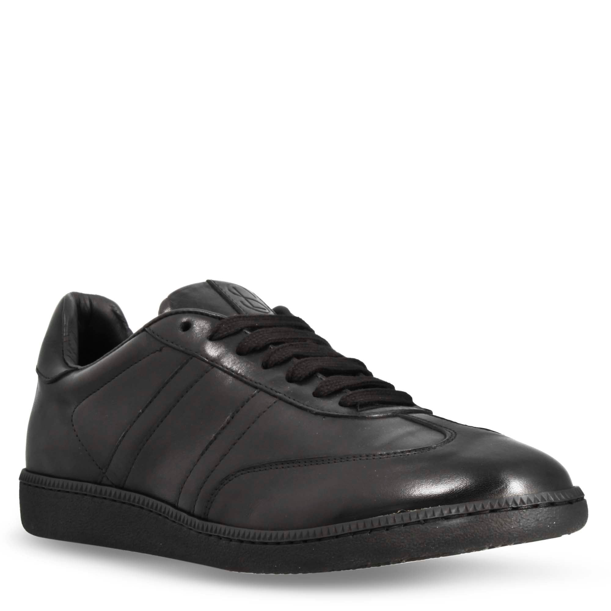 Leonardo Shoes Bizantino Nero sneakers uomo pelle nero