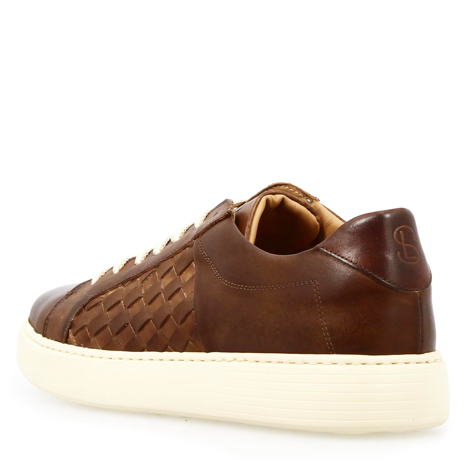 Leonardo Shoes Caronte Sneakers Uomo Pelle Marrone Intrecciata