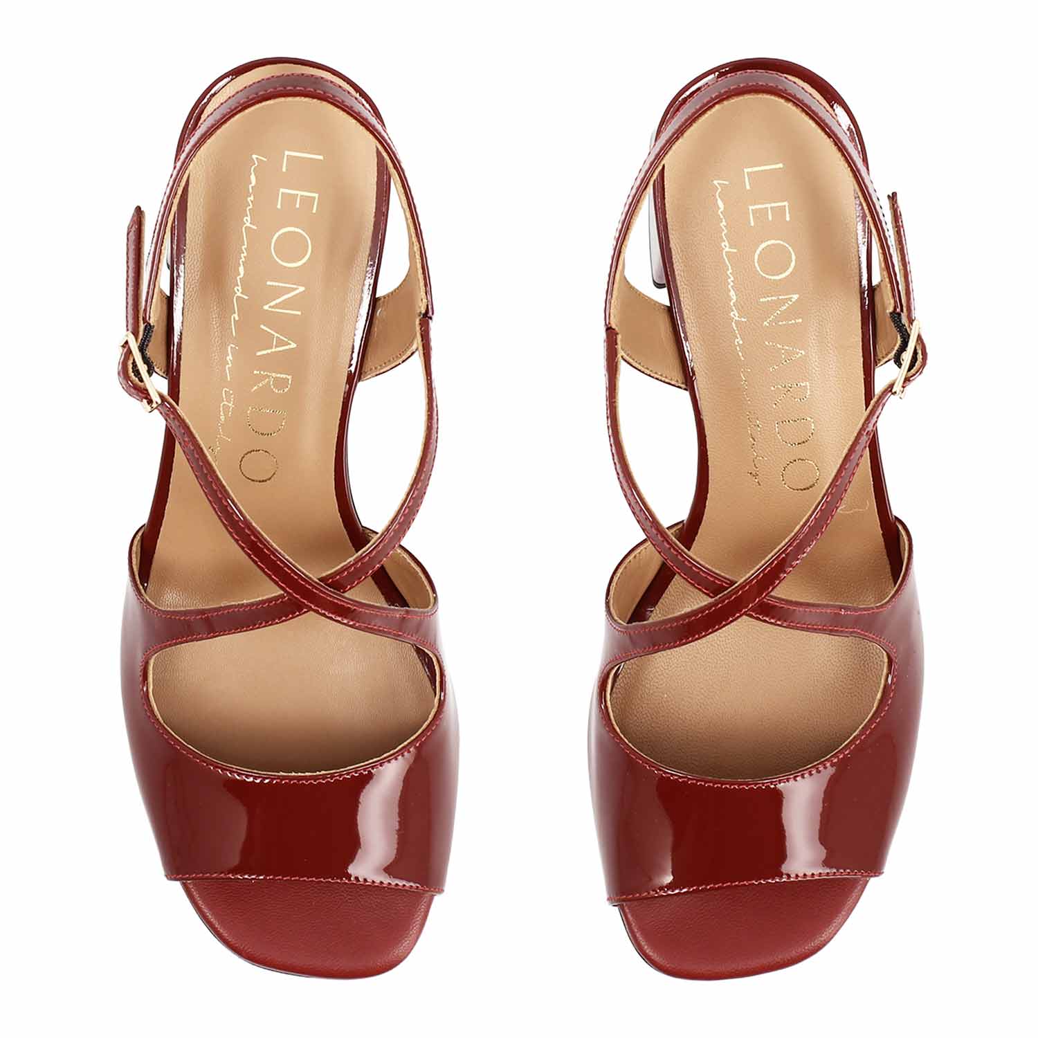 Leonardo Shoes Fiamma sandalo pelle bordeaux tacco 7 cm