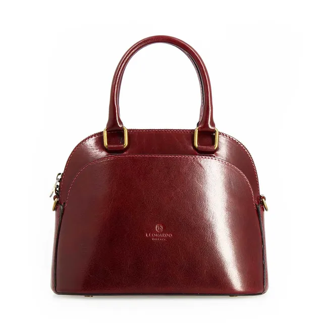 Leonardo Zaira Borsa mano donna pelle bordeaux cupola