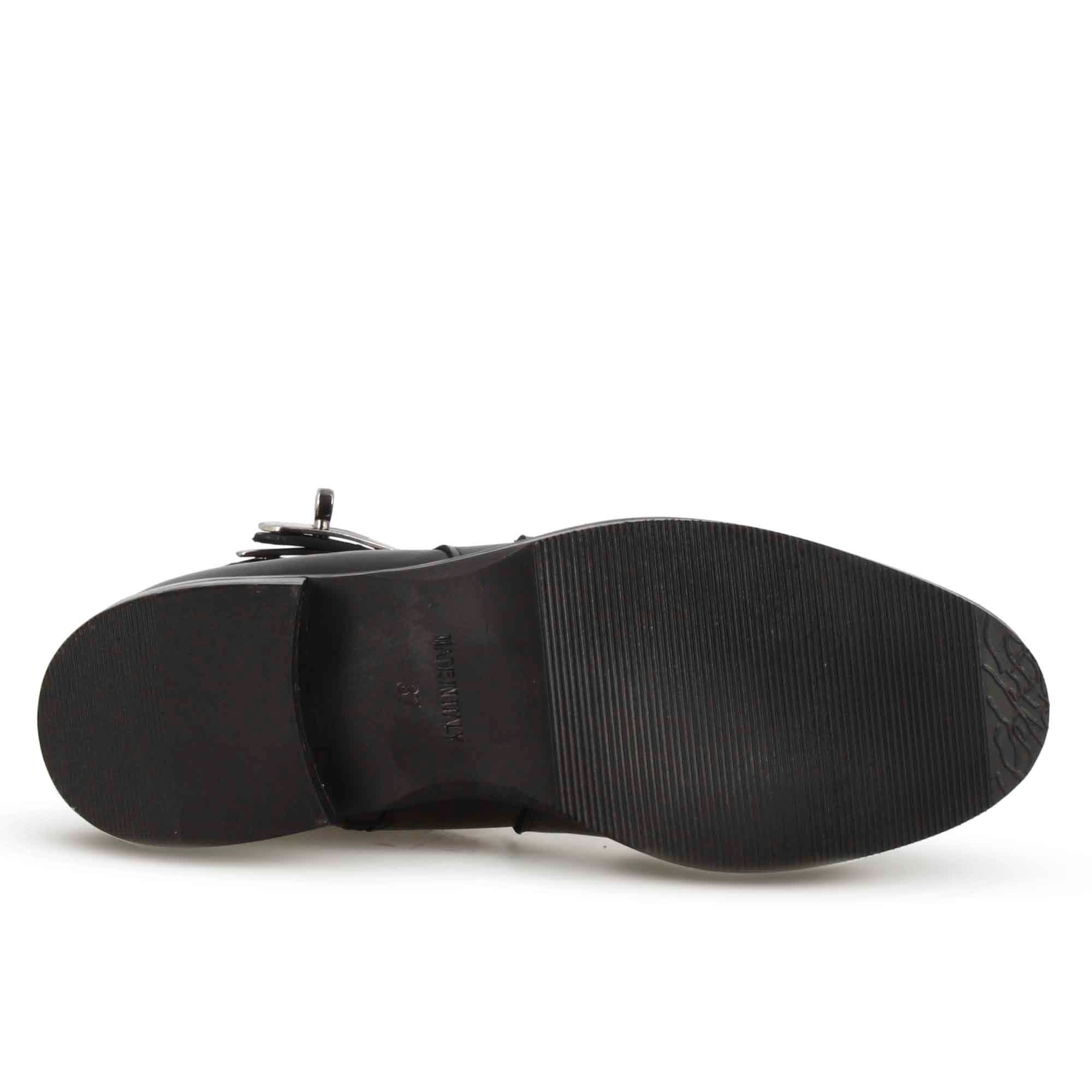 Leonardo Shoes Stivali Donna Stivaletto Pelle Nero con Fibbia