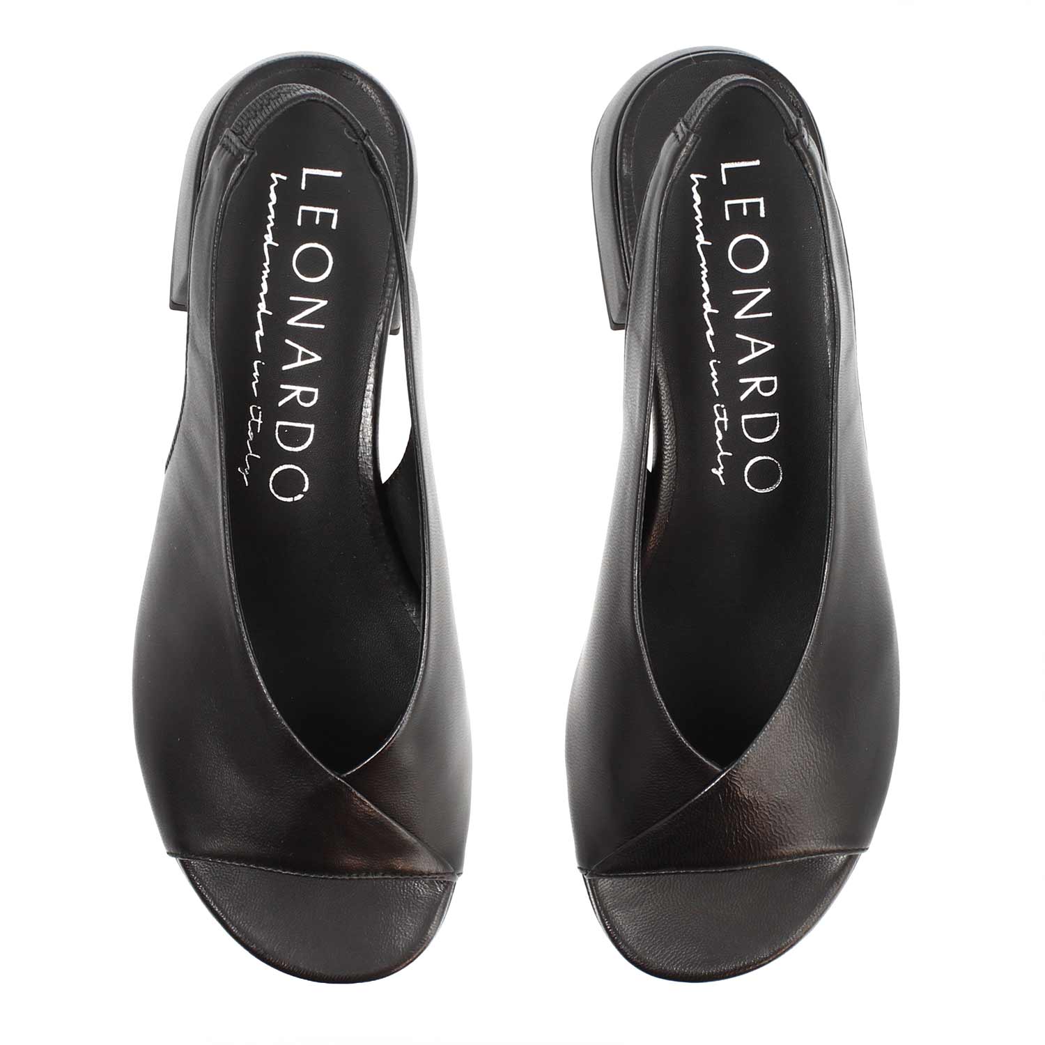 Leonardo Shoes Elettra sandalo nero pelle tacco 5 cm