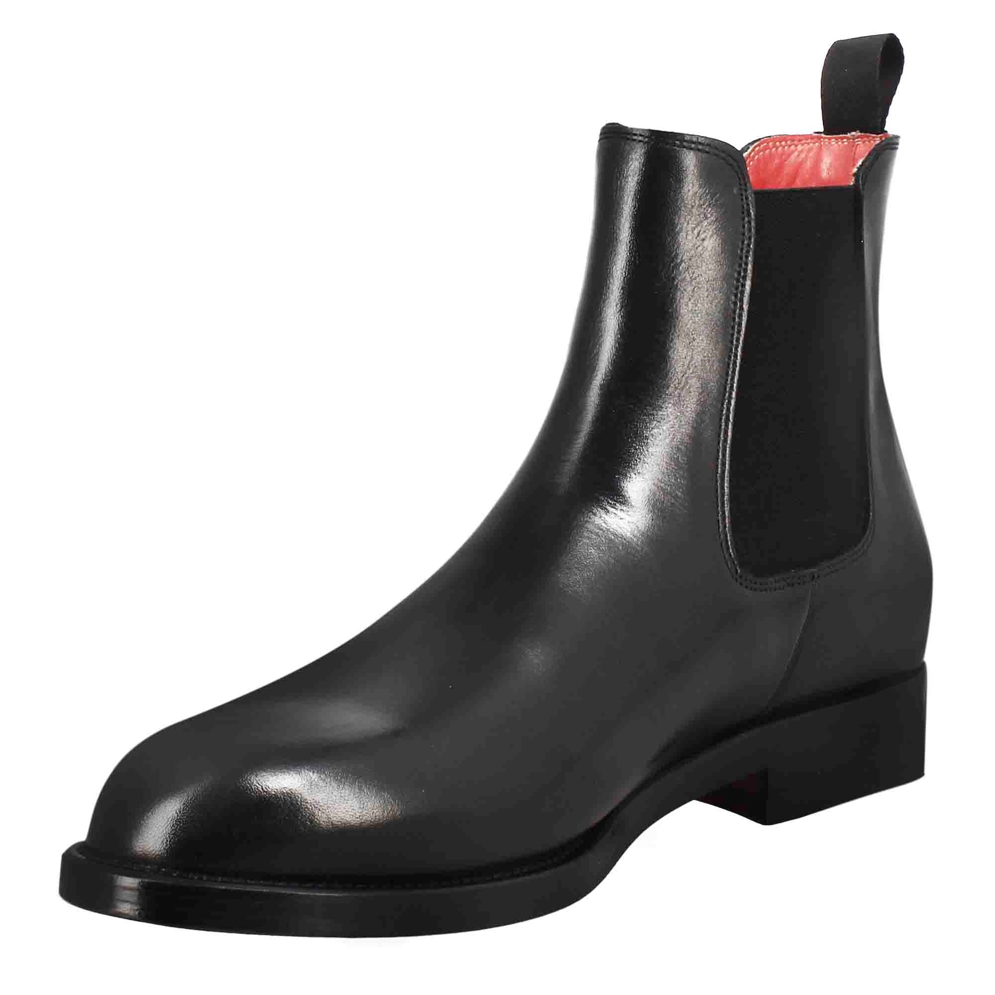 Leonardo Shoes Chelsea stivaletto uomo pelle nero elastico