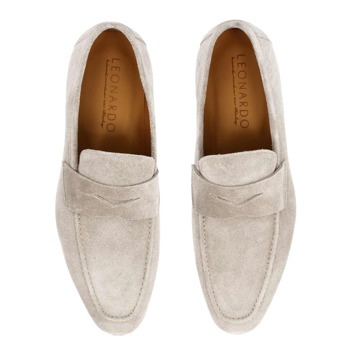 Leonardo Shoes Mocassini Uomo Manfredo camoscio grigio suola cuoio