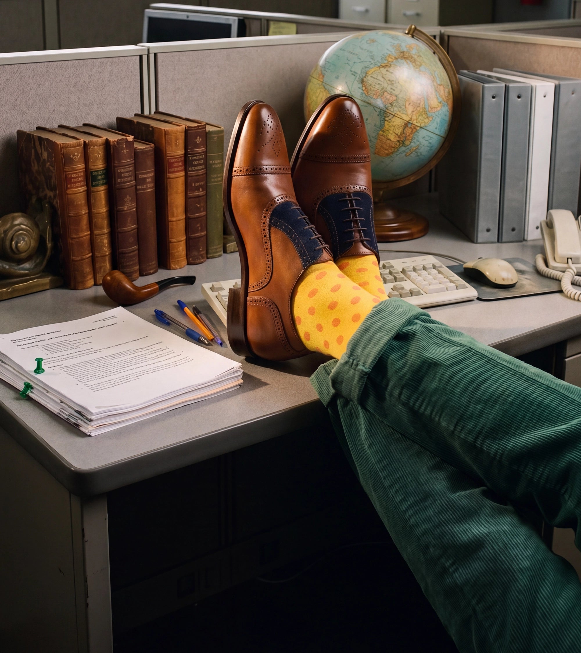 Ace Marks Kendrick Half Brogue Oxford Uomo Marrone Blu