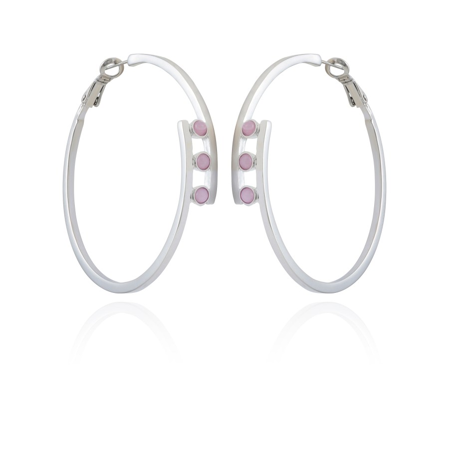 Vince Camuto Orecchini Cerchio Tre Cristalli Argento