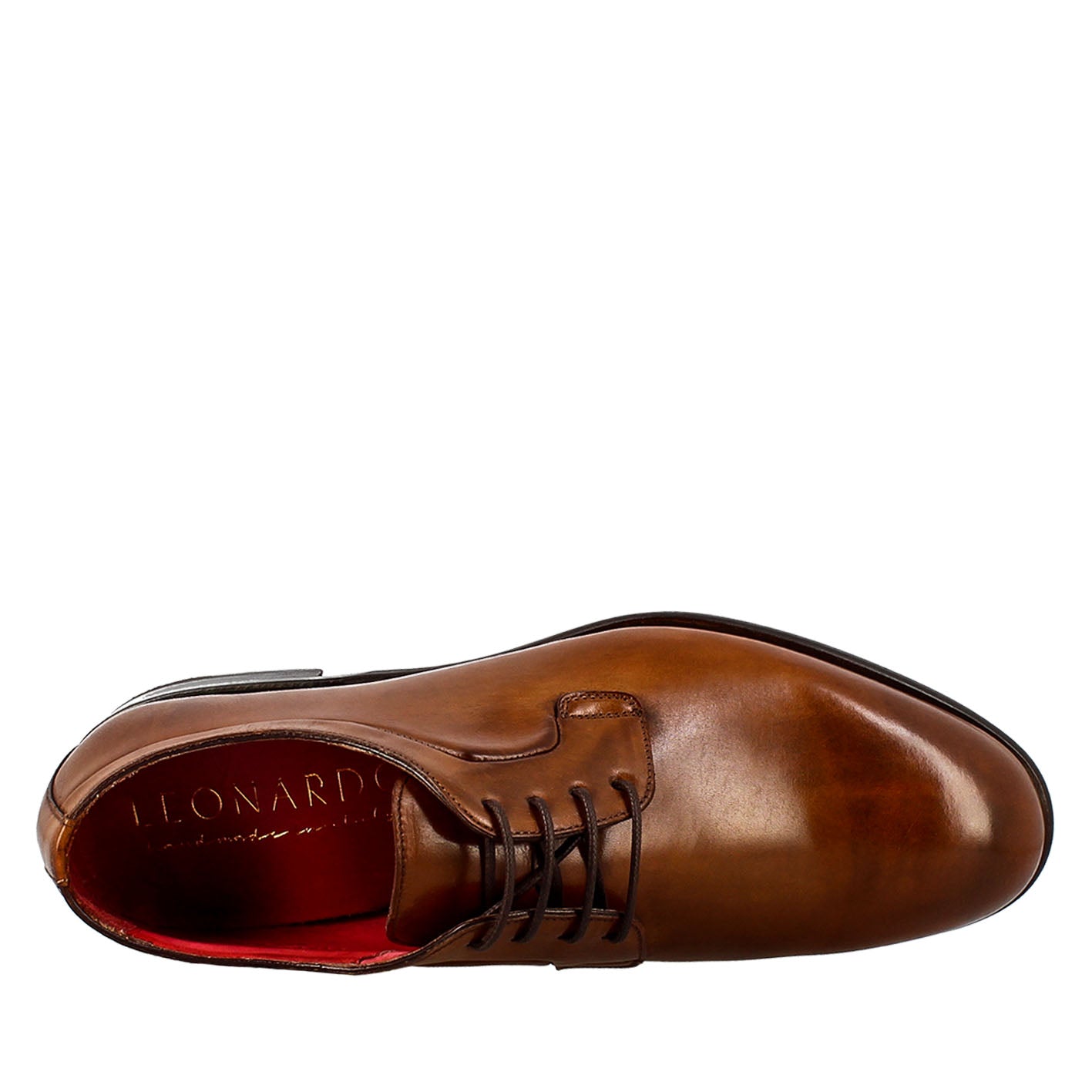 Leonardo Shoes Derby Marrone Francesine Uomo Pelle Liscia