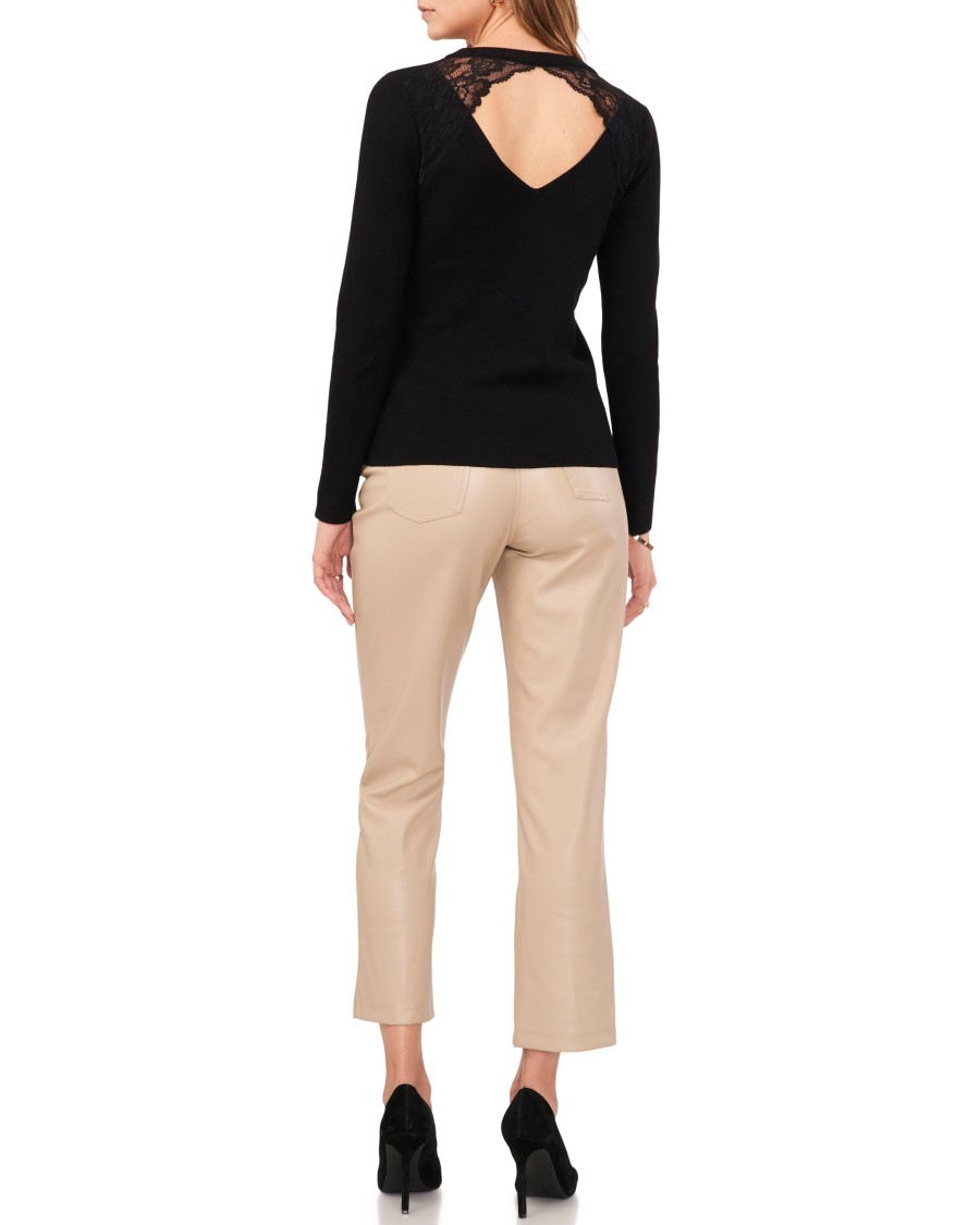 Vince Camuto Tops Top con pizzo scollo rotondo maniche lunghe
