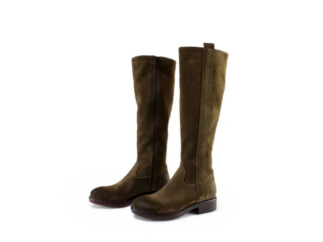 Ton Goût Hant stivali alti donna camoscio militare tacco 3,5cm