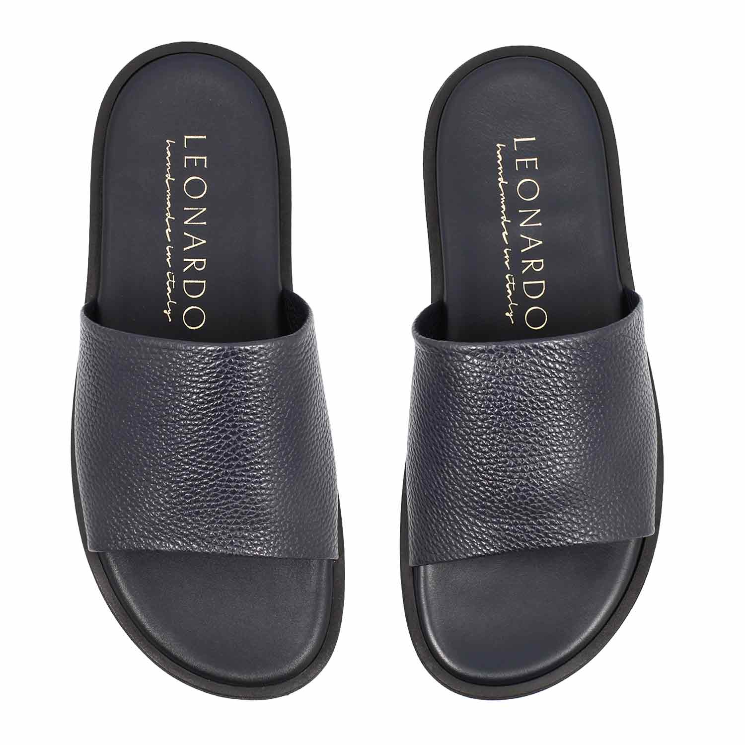 Leonardo Shoes Romolo Sandali Uomo Blu in Pelle