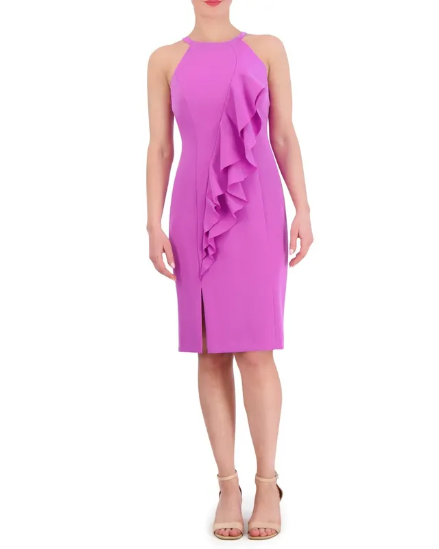 Vince Camuto abito halter volant crepe tubino