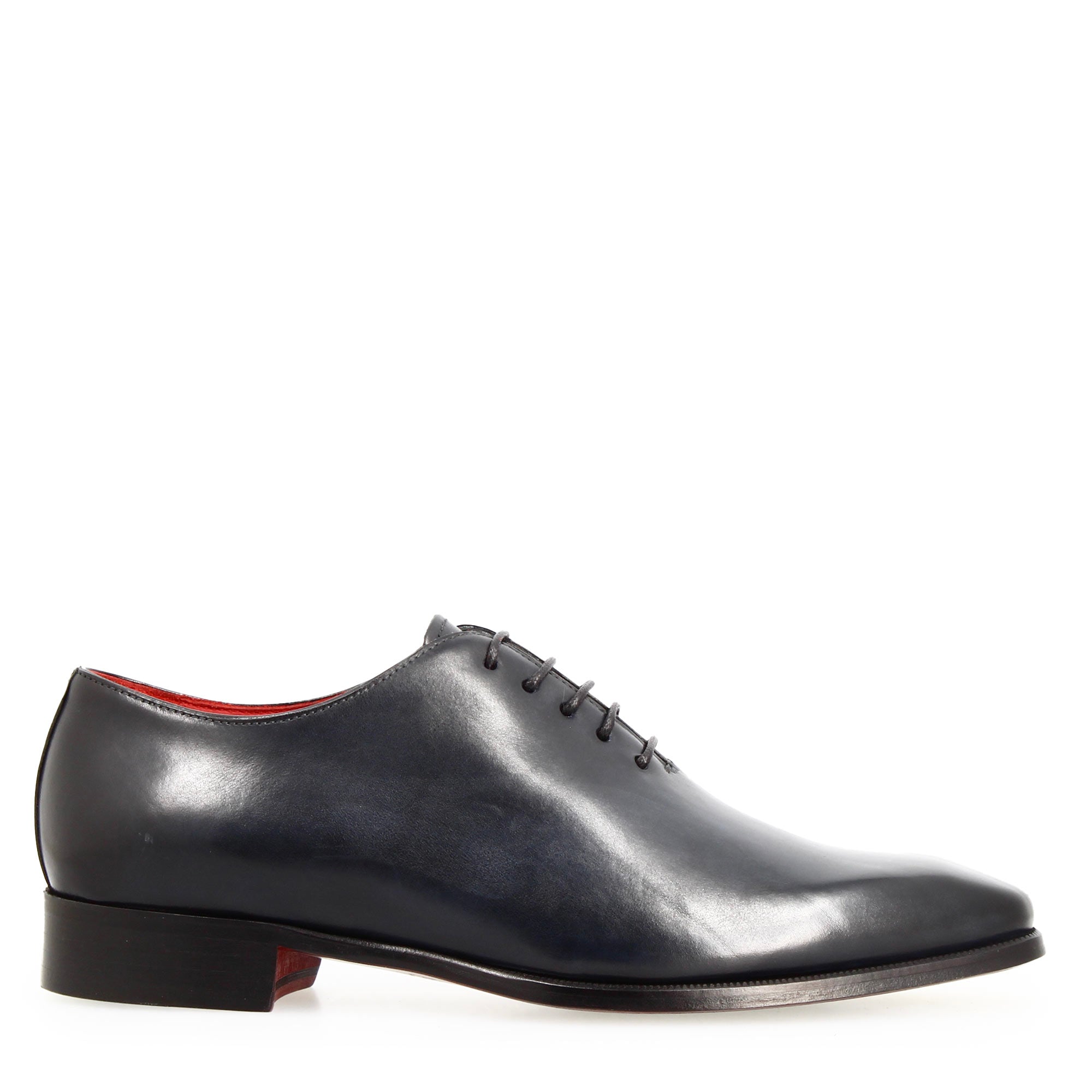 Leonardo Shoes Wholecut Francesine Uomo Pelle Blu
