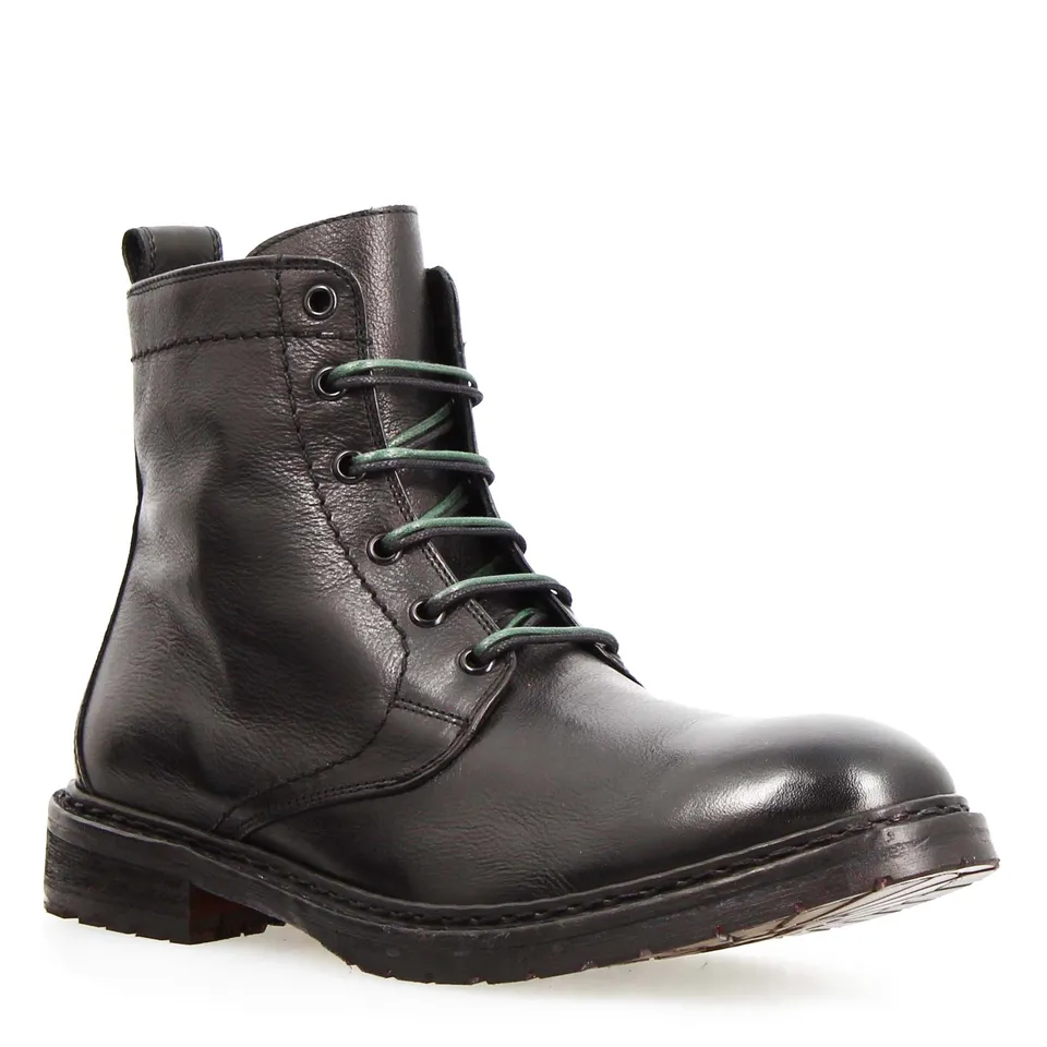 Leonardo Shoes Seneca polacchino nero pelle stringato