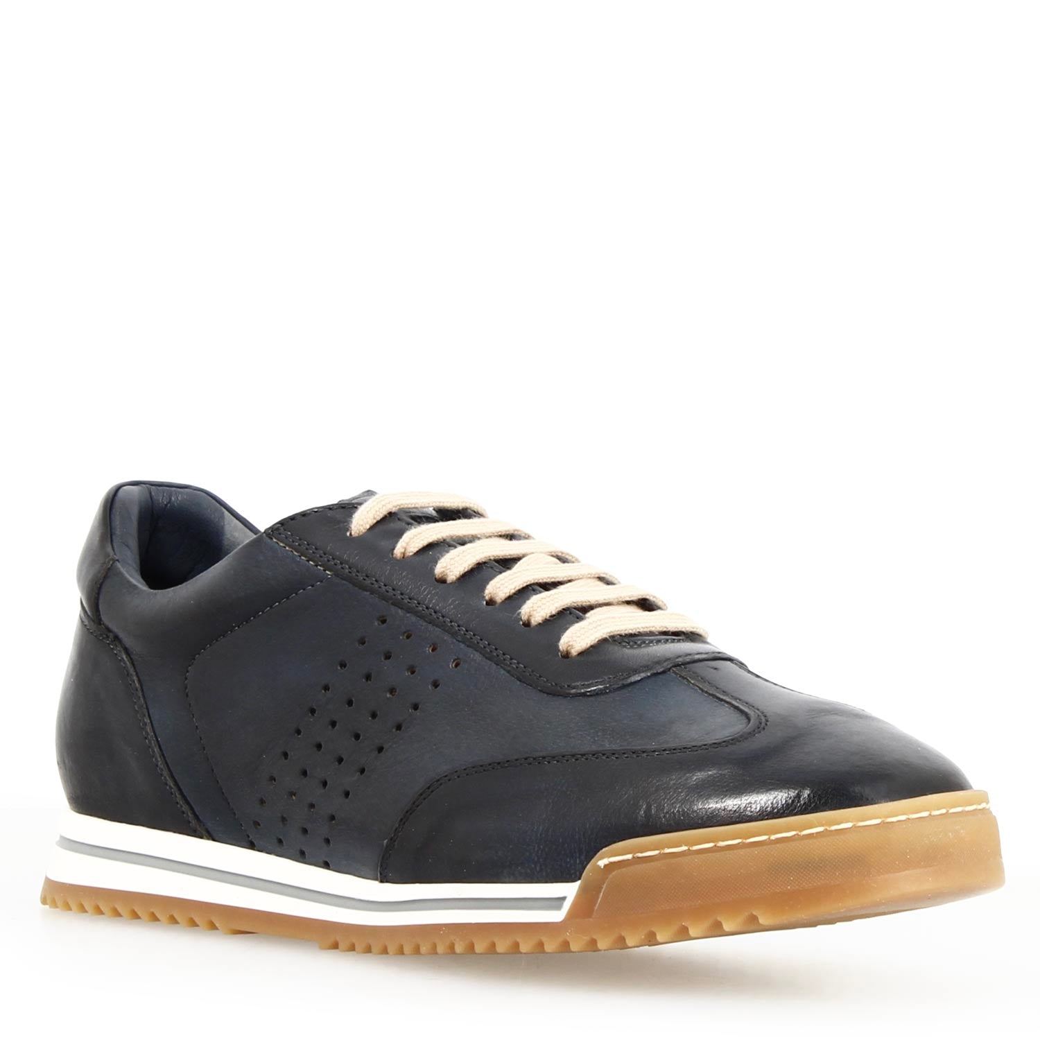 Leonardo Shoes Barberino sneaker pelle blu suola bicolore