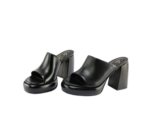 Ton Goût Cream sabot donna nappa nero plateau
