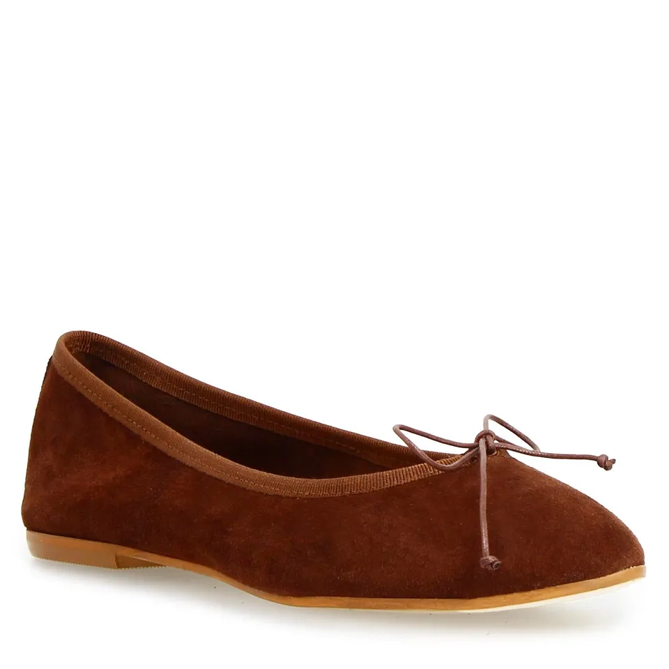 Leonardo Shoes Fiocco Ballerine Camoscio Marrone