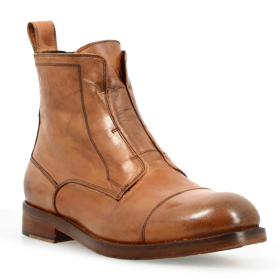 Leonardo Shoes Stivaletti Uomo Cap Toe stivaletto marrone pelle