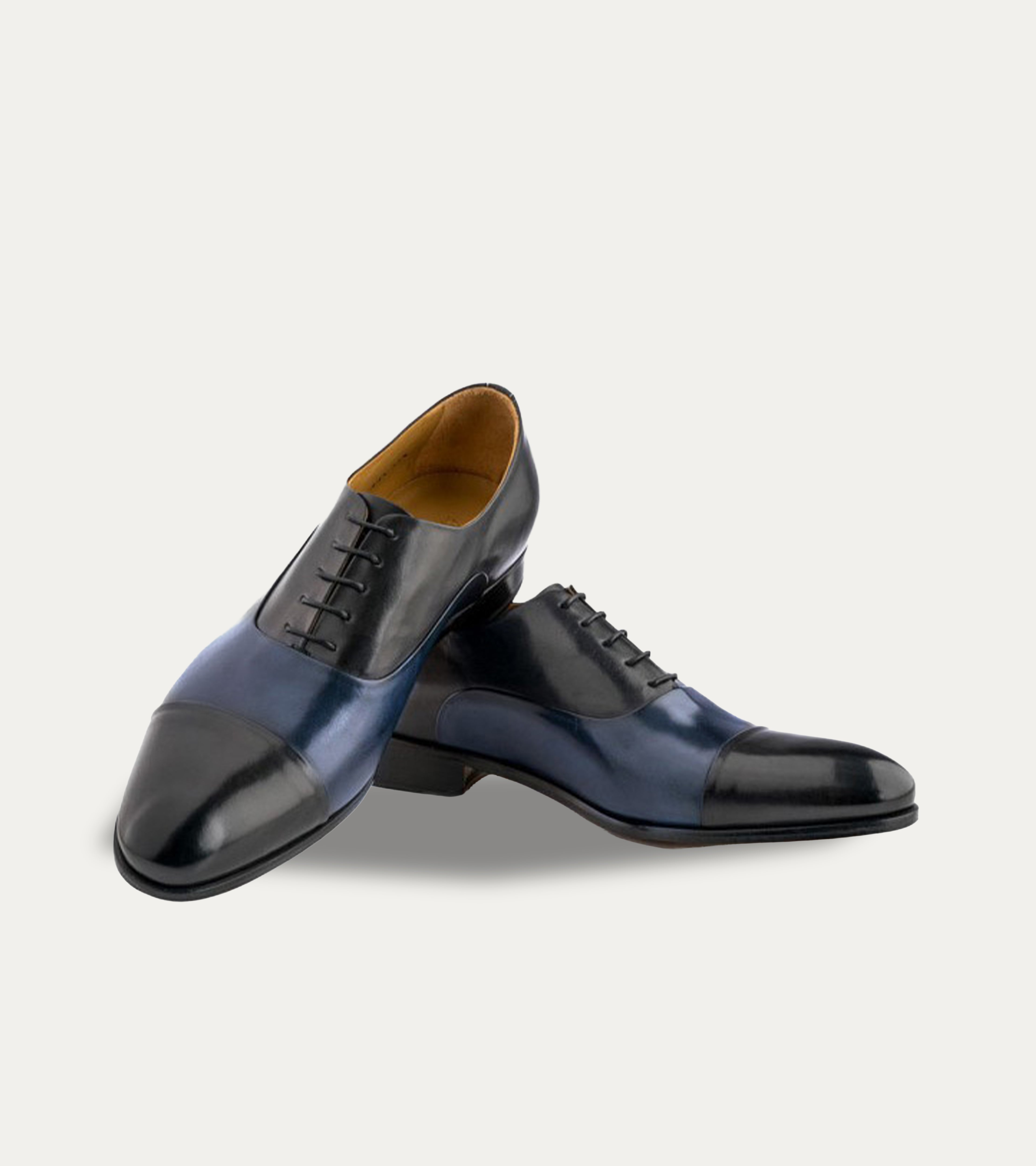 Ace Marks Griffin oxford uomo pelle grigio blu cap toe vitello