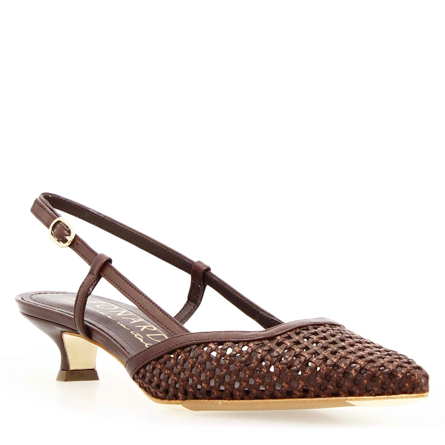 Leonardo Shoes Aminta Sandalo Slingback Moro Pelle