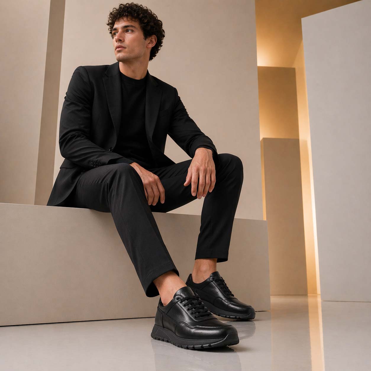 Leonardo Shoes Ateneo Nero sneakers uomo pelle nera