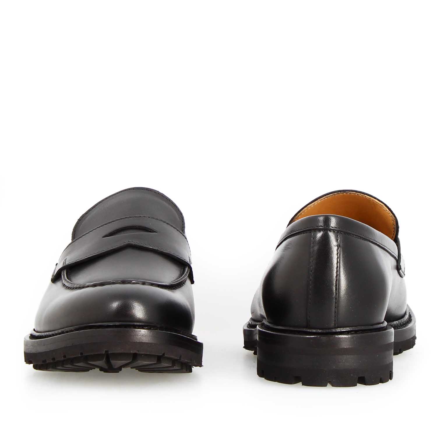 Leonardo Shoes Dioniso Mocassino Uomo Nero Pelle Vegetale