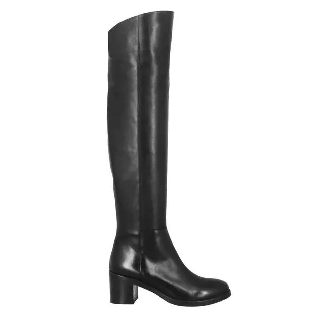 Leonardo Shoes stivale donna pelle nero sopra ginocchio