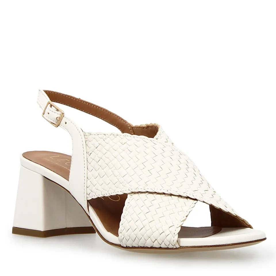 Leonardo Shoes Sandali Donna Demetra pelle bianca tacco 5 cm