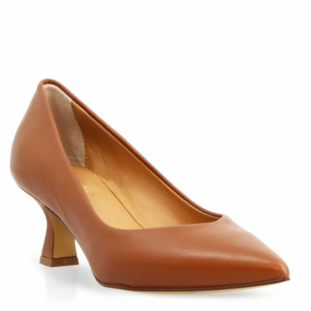 Leonardo Shoes Décolleté donna pelle marrone tacco 5 cm