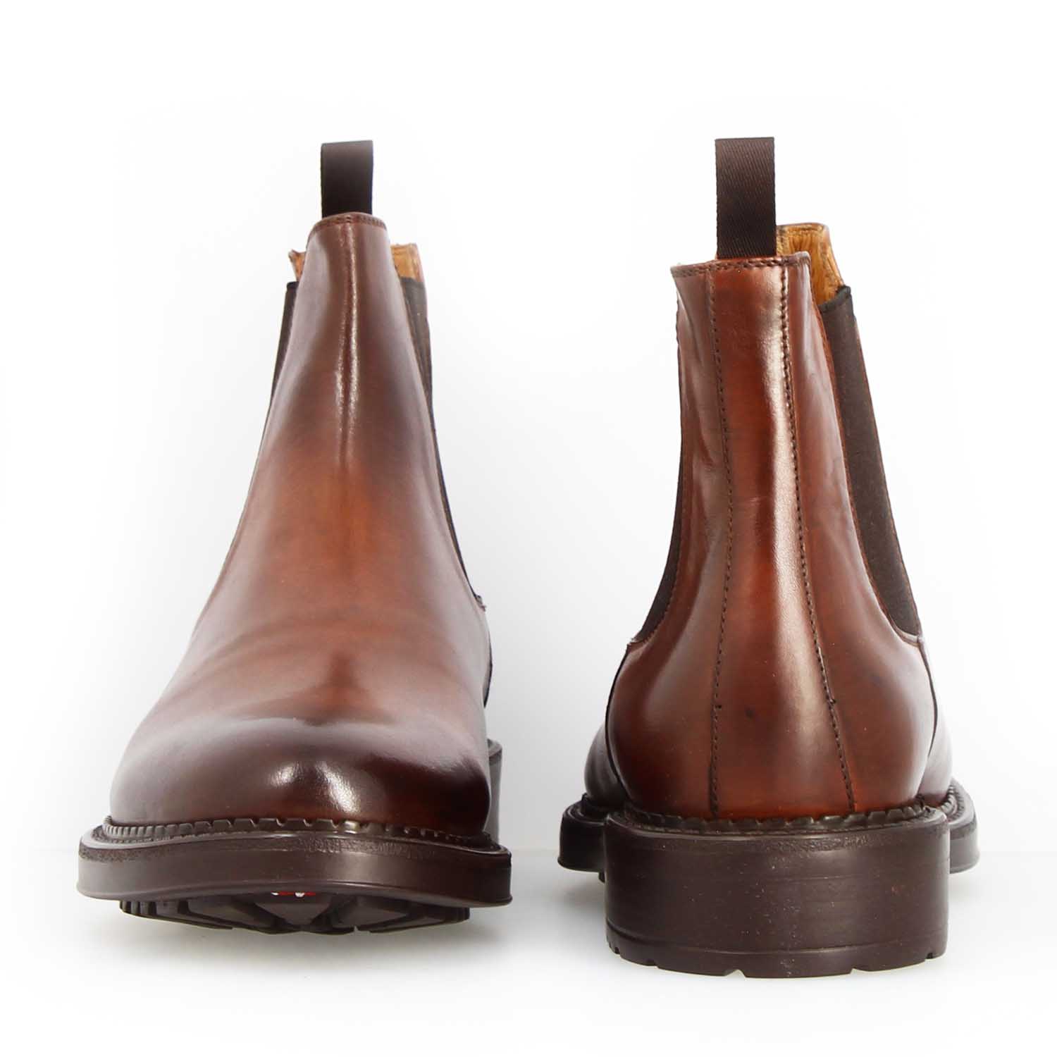 Leonardo Shoes Agusto Chelsea uomo pelle marrone suola Wearlight