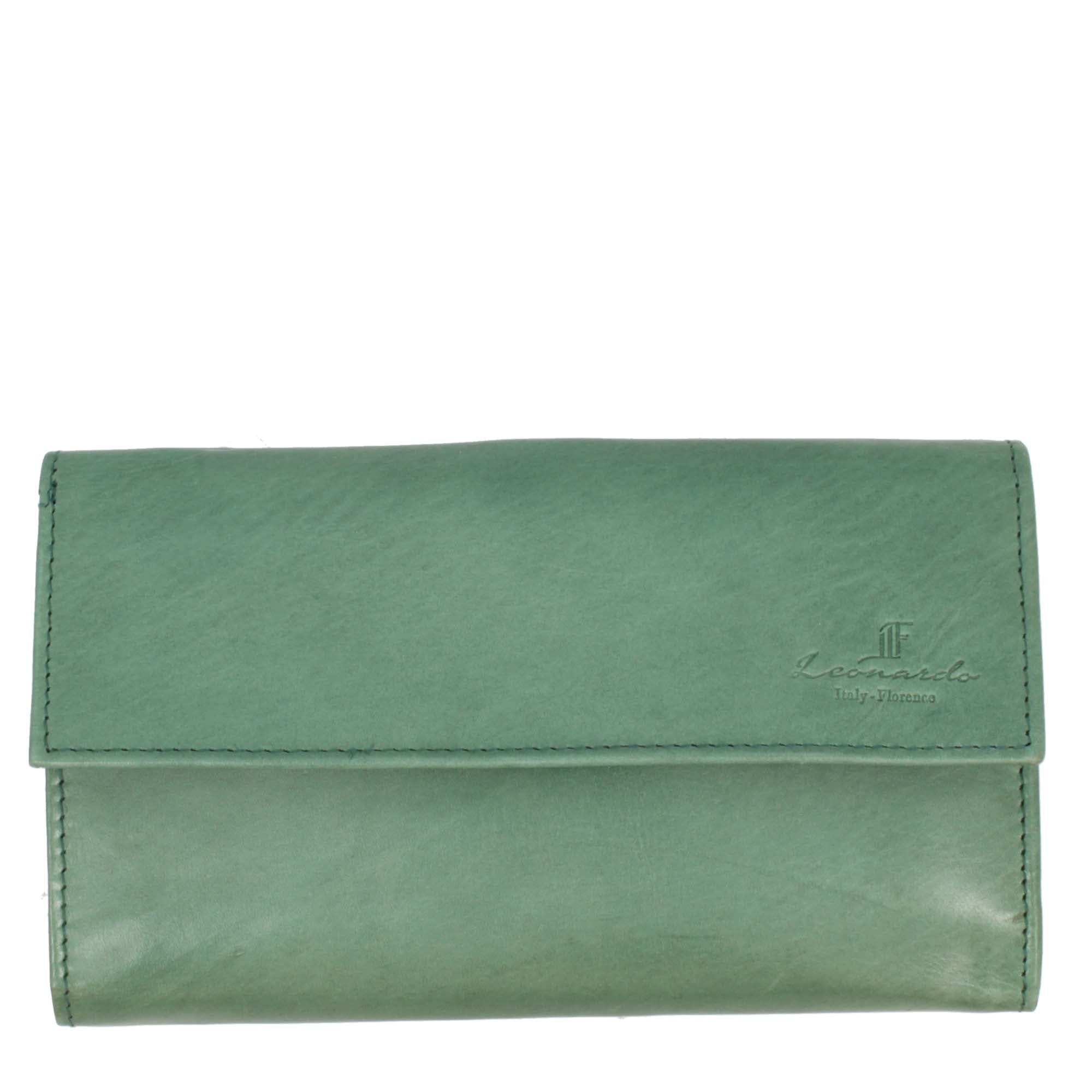 Leonardo Shoes portafoglio nappa turchese 19 cm