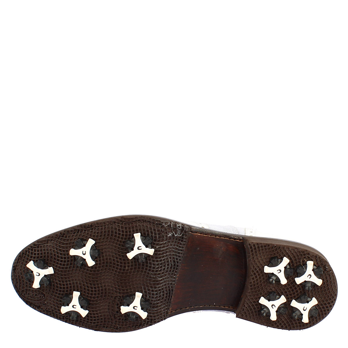 Leonardo Shoes Scarpe Golf Pelle Bianca Tacchetti