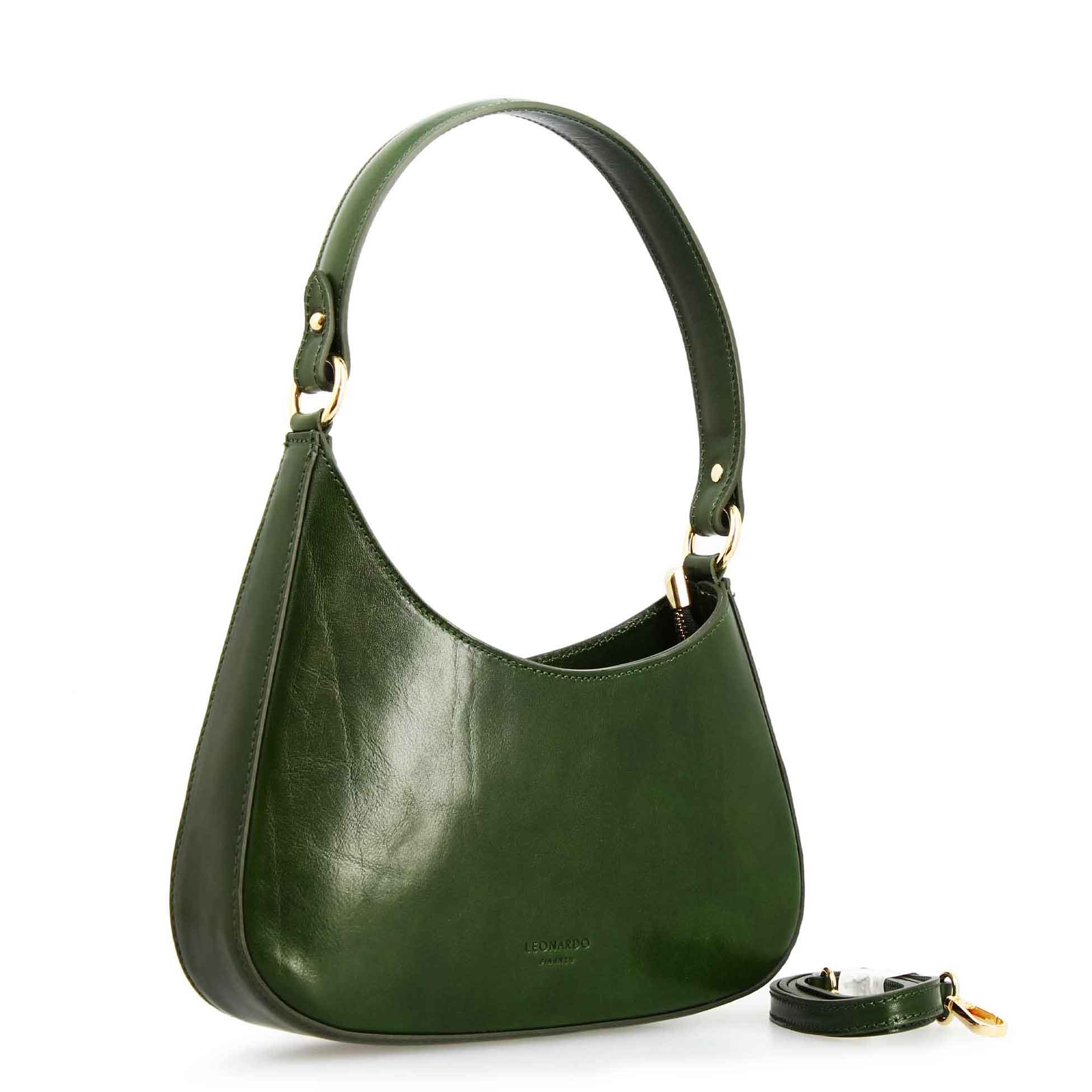 Leonardo Shoes Isotta M Borsa Mezzaluna Verde