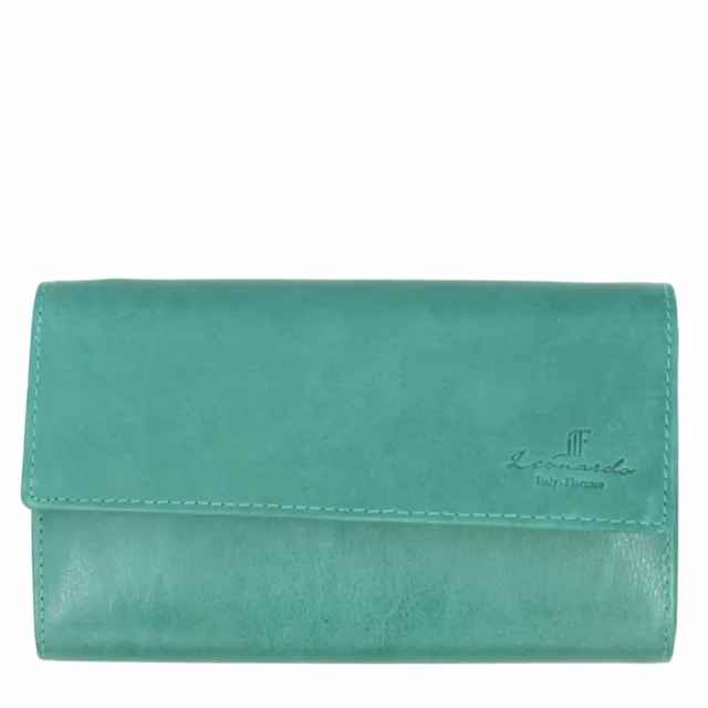 Leonardo Shoes portafoglio nappa turchese 19 cm