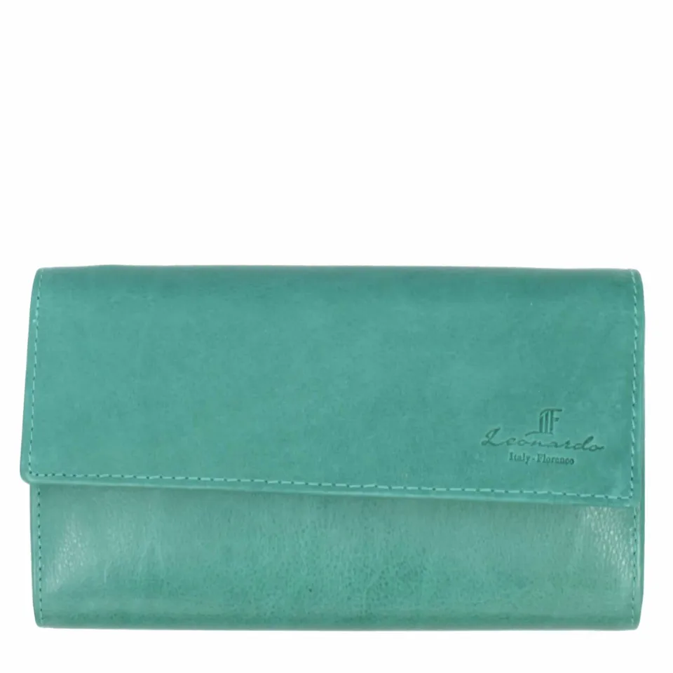 Leonardo Shoes portafoglio nappa turchese 19 cm