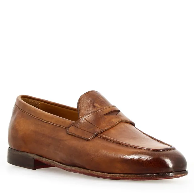 Leonardo Shoes Navona Buf Marrone Mocassino Uomo Pelle