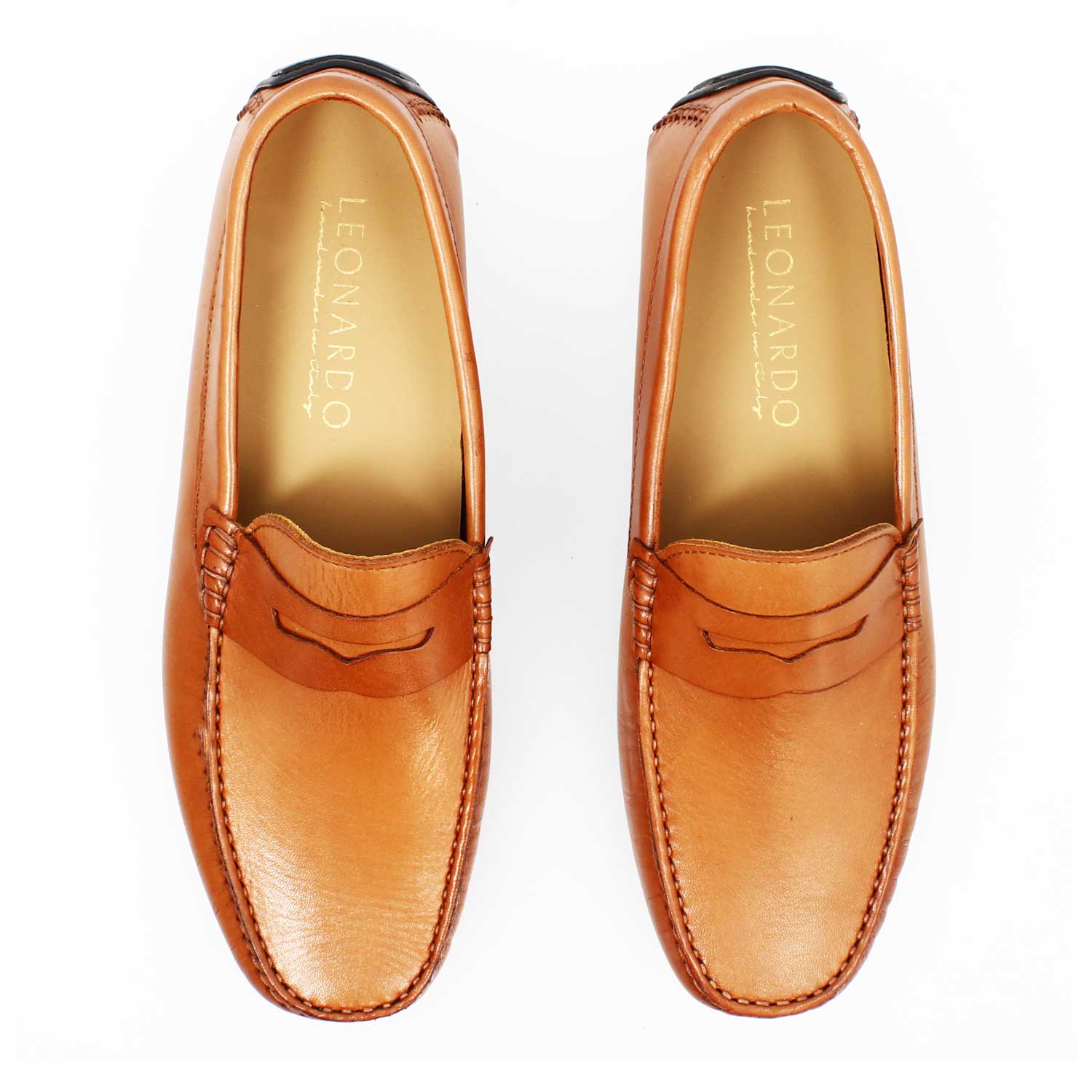 Leonardo Shoes Ulisse22 Mocassini Uomo Marrone Chiaro Pelle