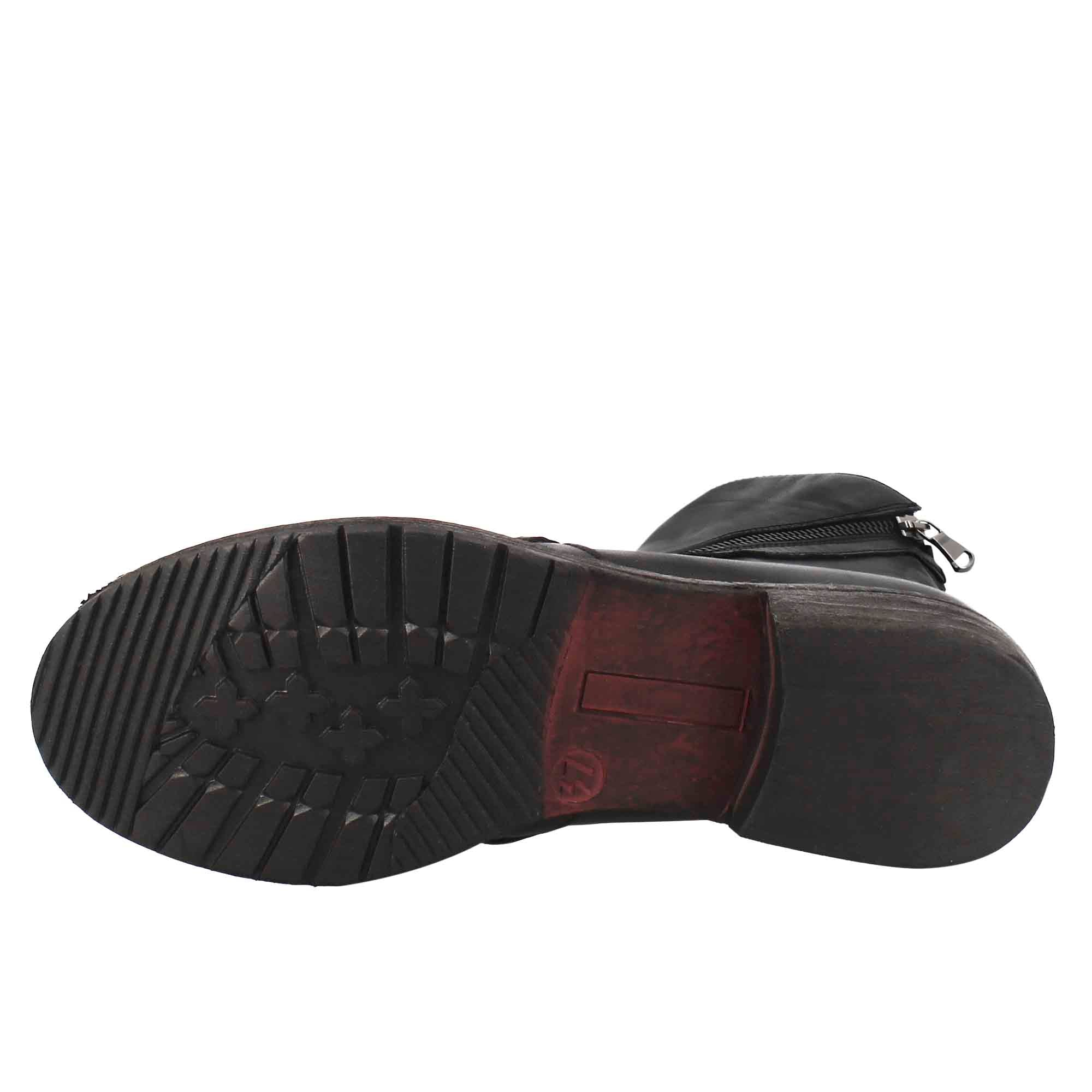 Leonardo Shoes stivaletti donna pelle nero doppia zip vintage