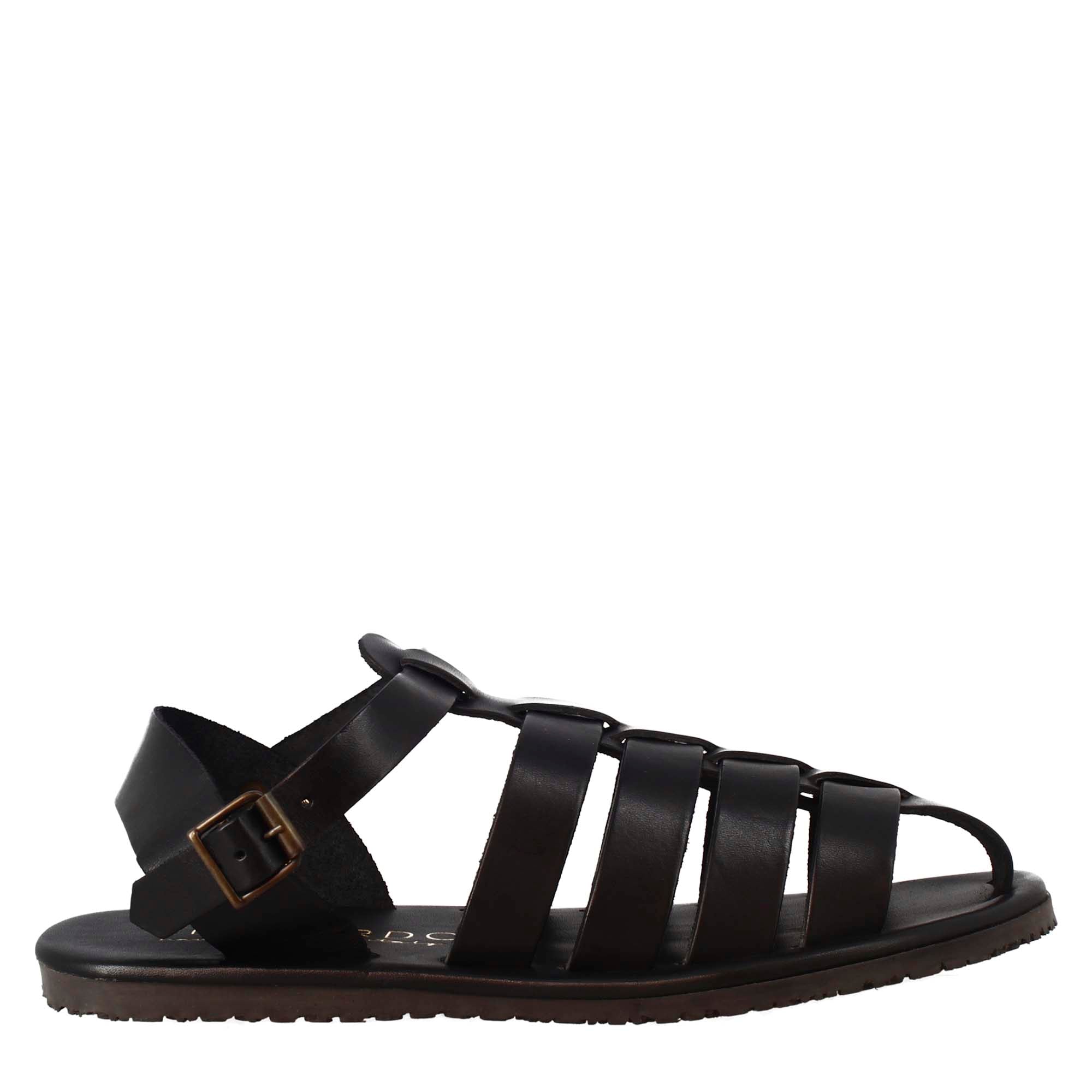 Leonardo Shoes sandali francescani uomo nero fibbia