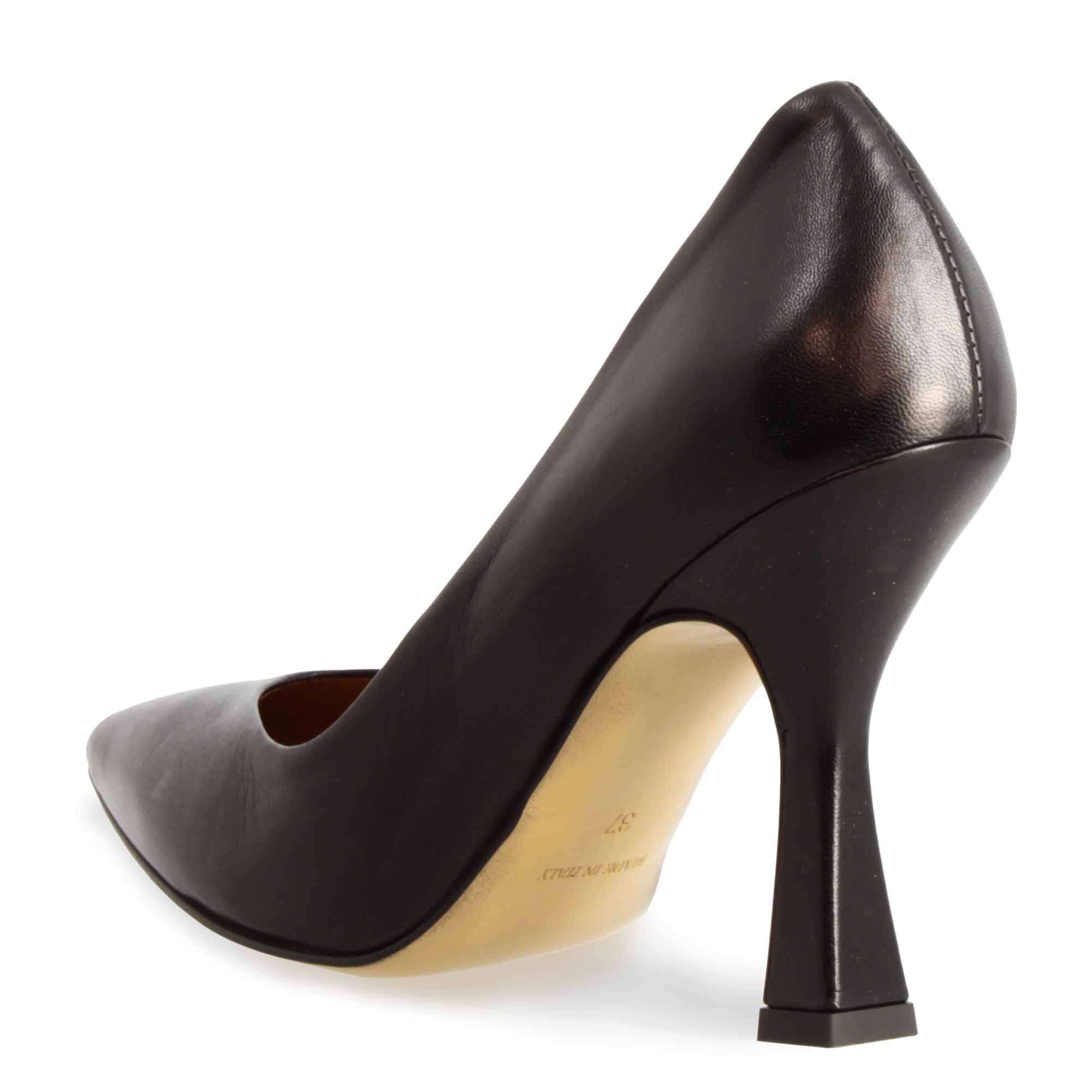 Leonardo Shoes Scarpe Stringate Donna Décolleté Pelle Nero Tacco 12