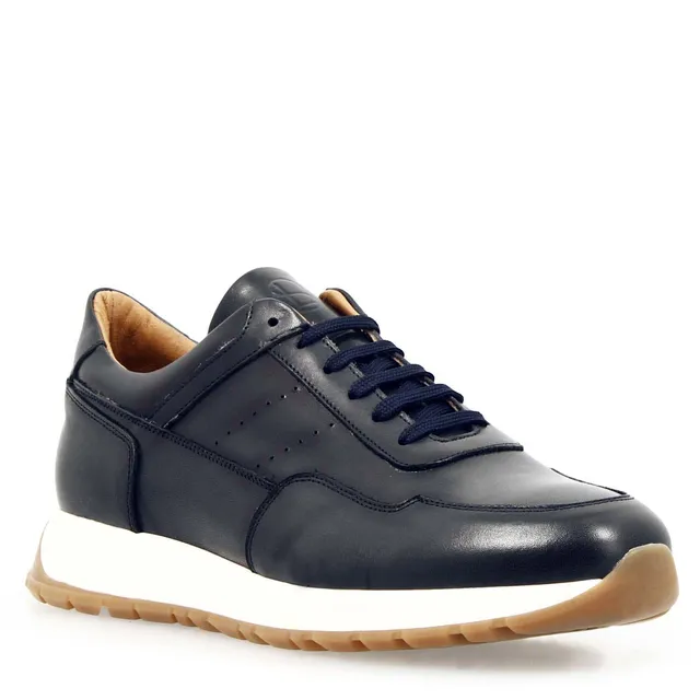 Leonardo Shoes Sneakers Uomo Ateneo pelle blu navy luxury