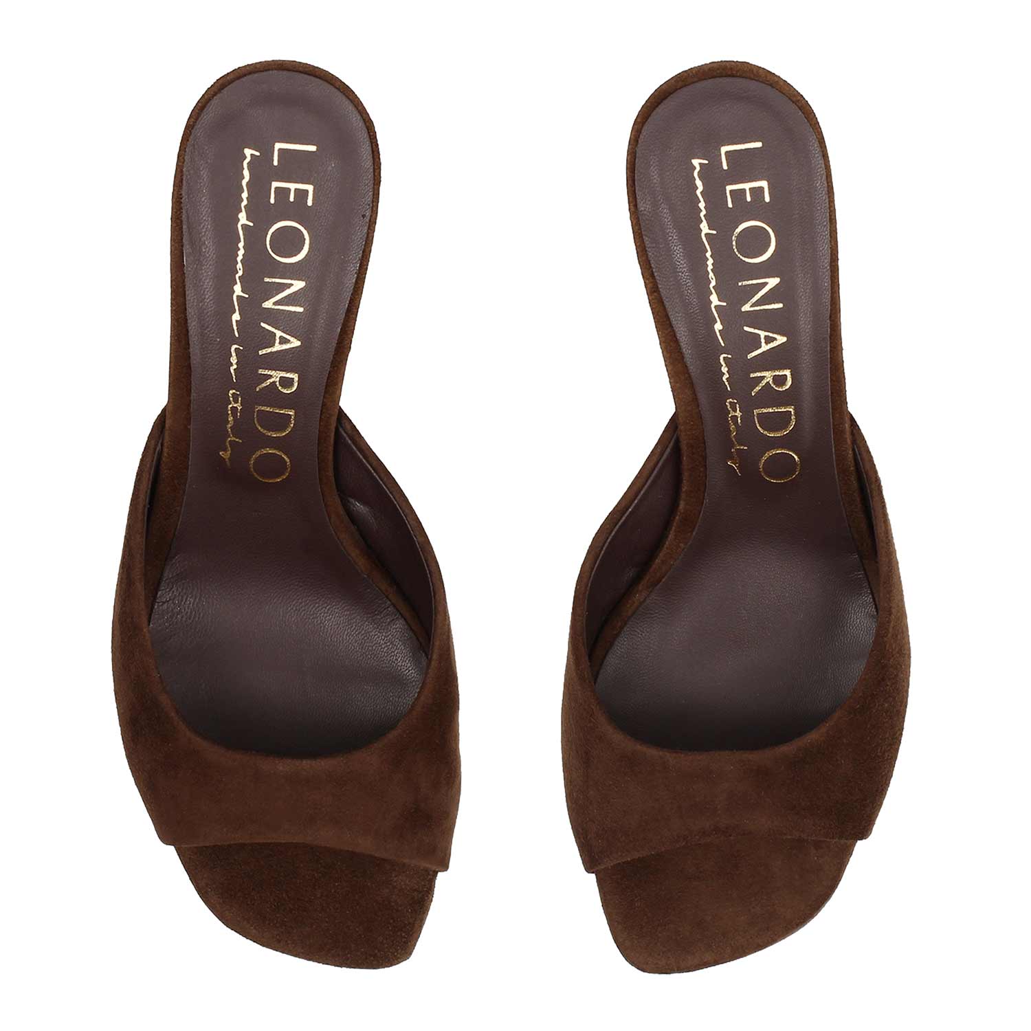 Leonardo Shoes Elena Mules Donna Camoscio Moro Punta Aperta